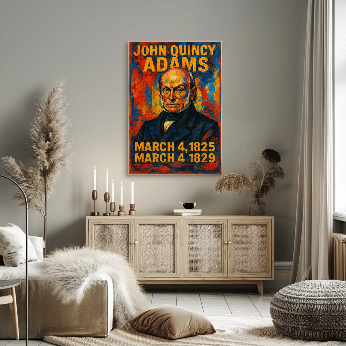 John Quincy Adams 6th President of the United States Glitch Hop Art Poster