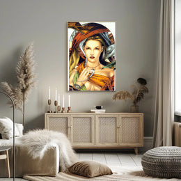 Mystical Elegance Woman in Earth Tones Artistic Poster