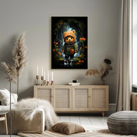 Adventurous Bear in Raincoat Fantasy or Mythology Poster