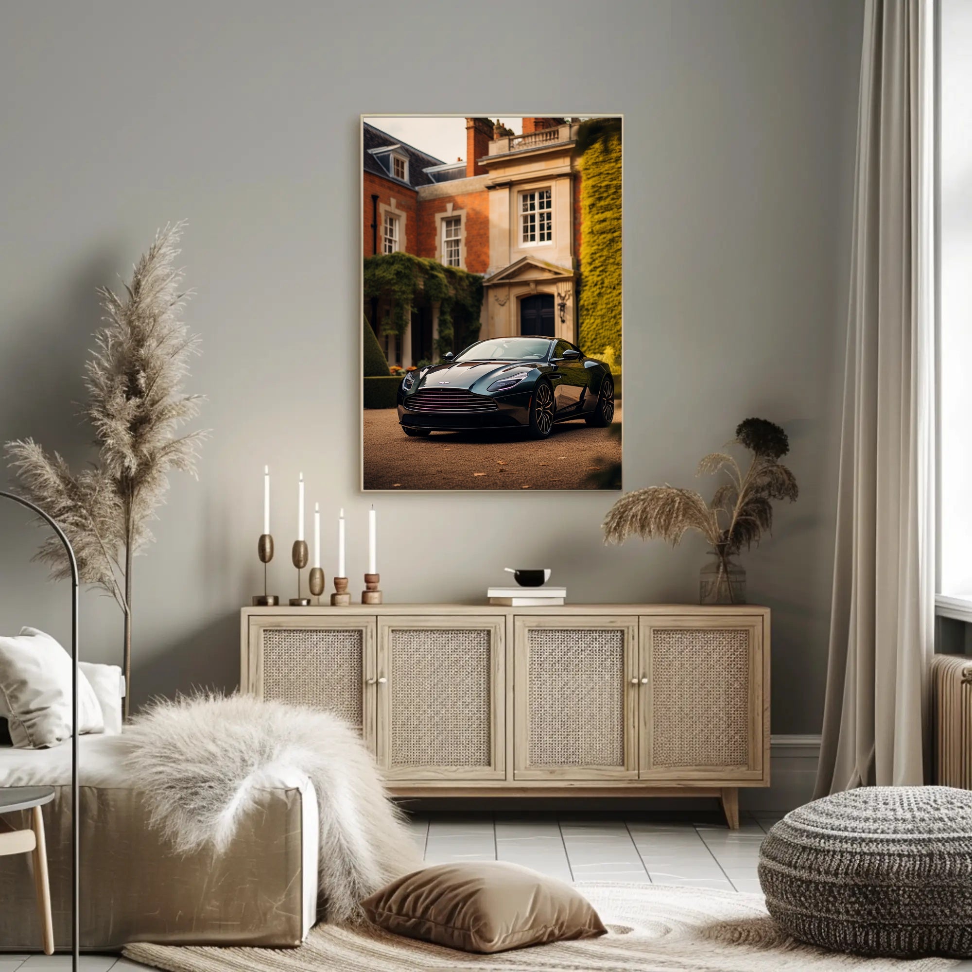 Luxury Car and Mansion Poster PosterGoat