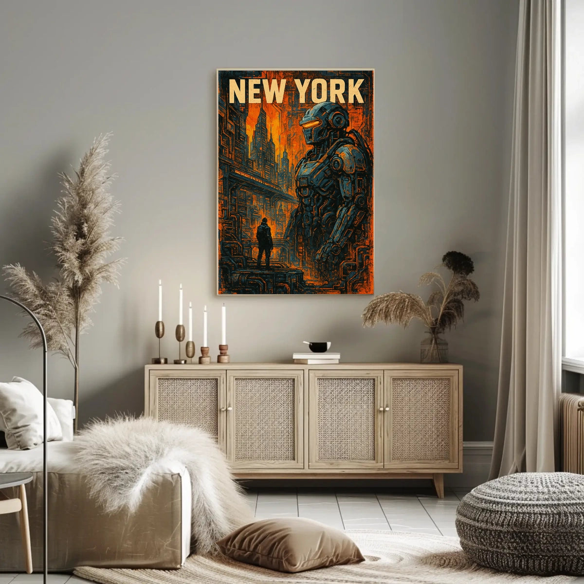 New York Futuristic Metropolis Poster Urban Cityscape Art