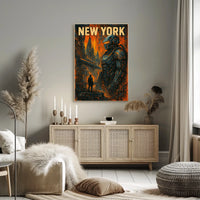 New York Futuristic Metropolis Poster Urban Cityscape Art