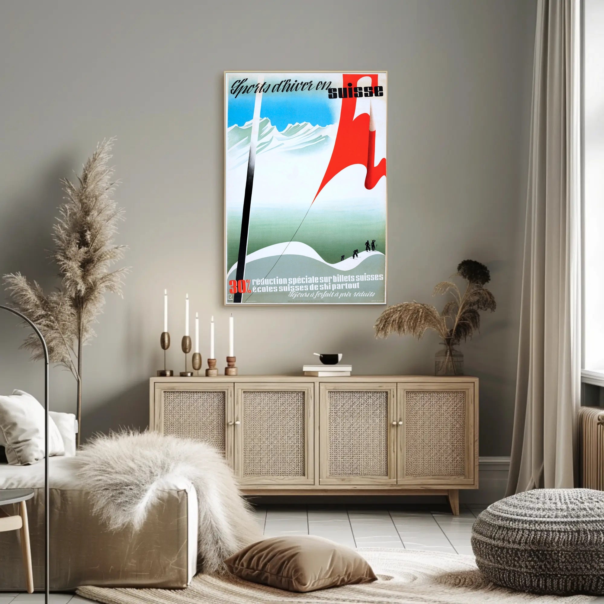 Swiss Skiing Vintage Design Winter Sports Poster PosterGoat