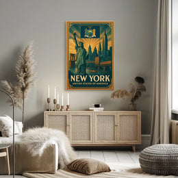 New York City Poster Vintage Iconic Travel Wall Art