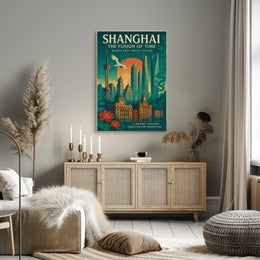 Shanghai Architecture Illustrative Modern Traditional Poster