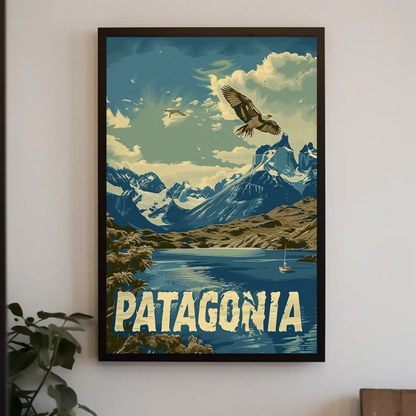 Patagonia Mountains and Condors Travel Poster