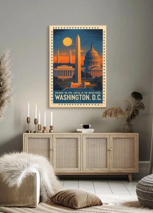 Washington D.C. Landmarks Vintage Travel Poster