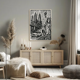 New York City Poster Minimalist Skyline Wall Art Home Decor