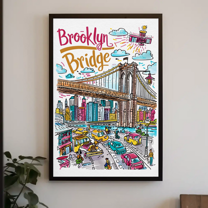 Brooklyn Bridge New York Iconic Landmark Travel Poster