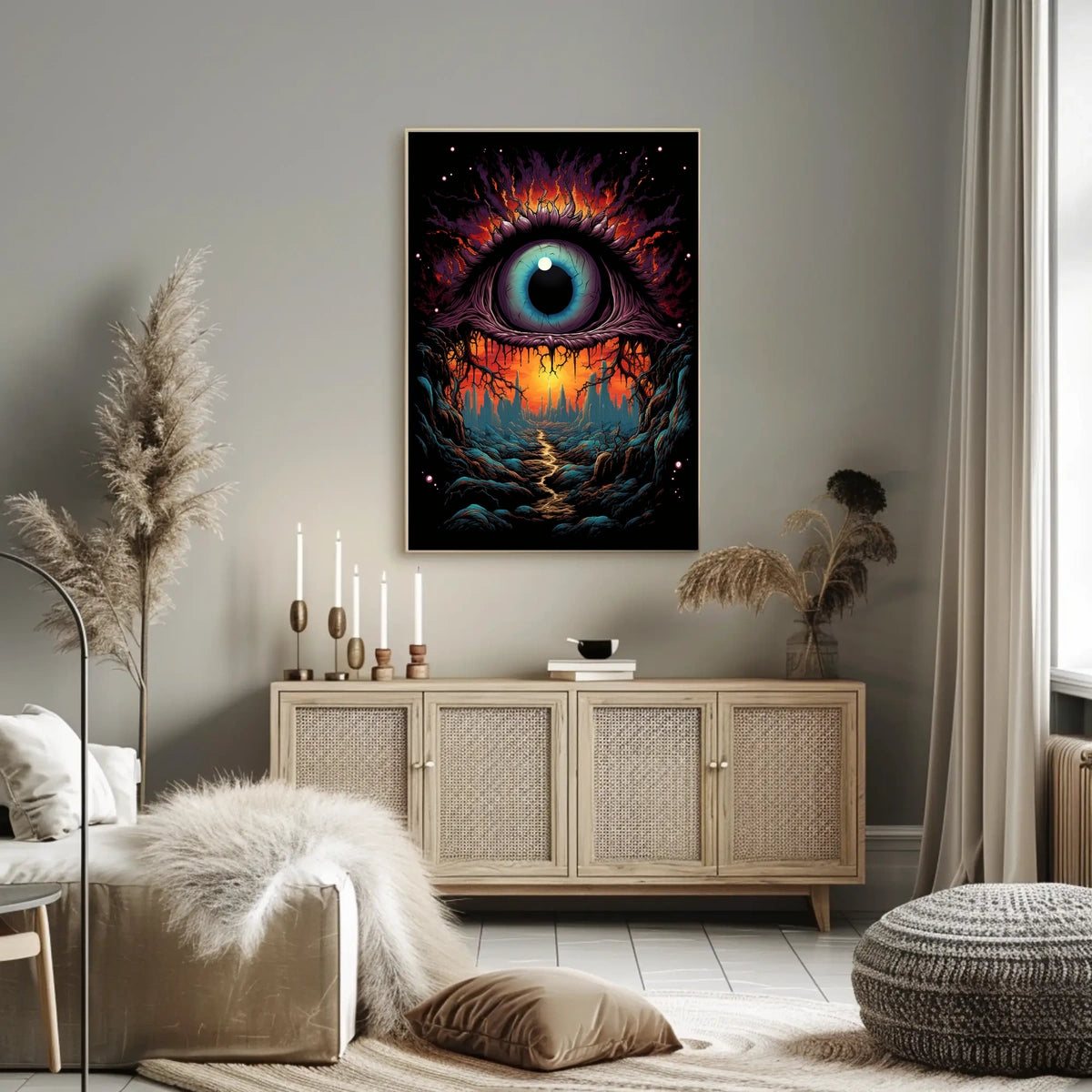 Surreal Eye Fantasy Poster: Mystical Landscape Art