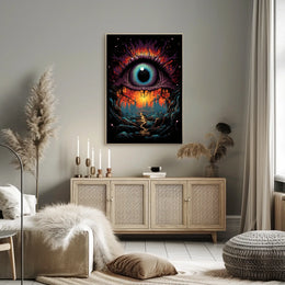 Surreal Eye Fantasy Poster: Mystical Landscape Art