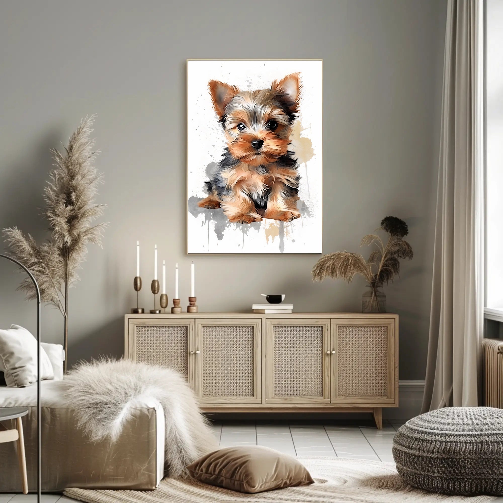 Yorkie Portrait Poster Cute Watercolor Wall Art