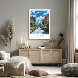High Park In New York City Scenic Poster Vintage Wall Art