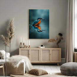 Kingfisher Bird Reflection Animal Poster PosterGoat