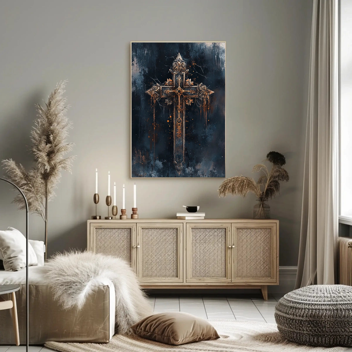 Intricate Gothic Design Cross Cultural Heritage Poster