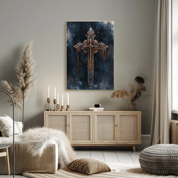 Intricate Gothic Design Cross Cultural Heritage Poster