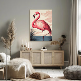 Flamingo Poster Graceful Pink Bird Coastal Wall Art