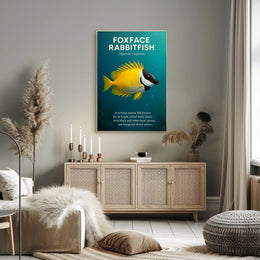 Foxface Rabbitfish Vibrant Illustration Educational or Infographic Poster PosterGoat