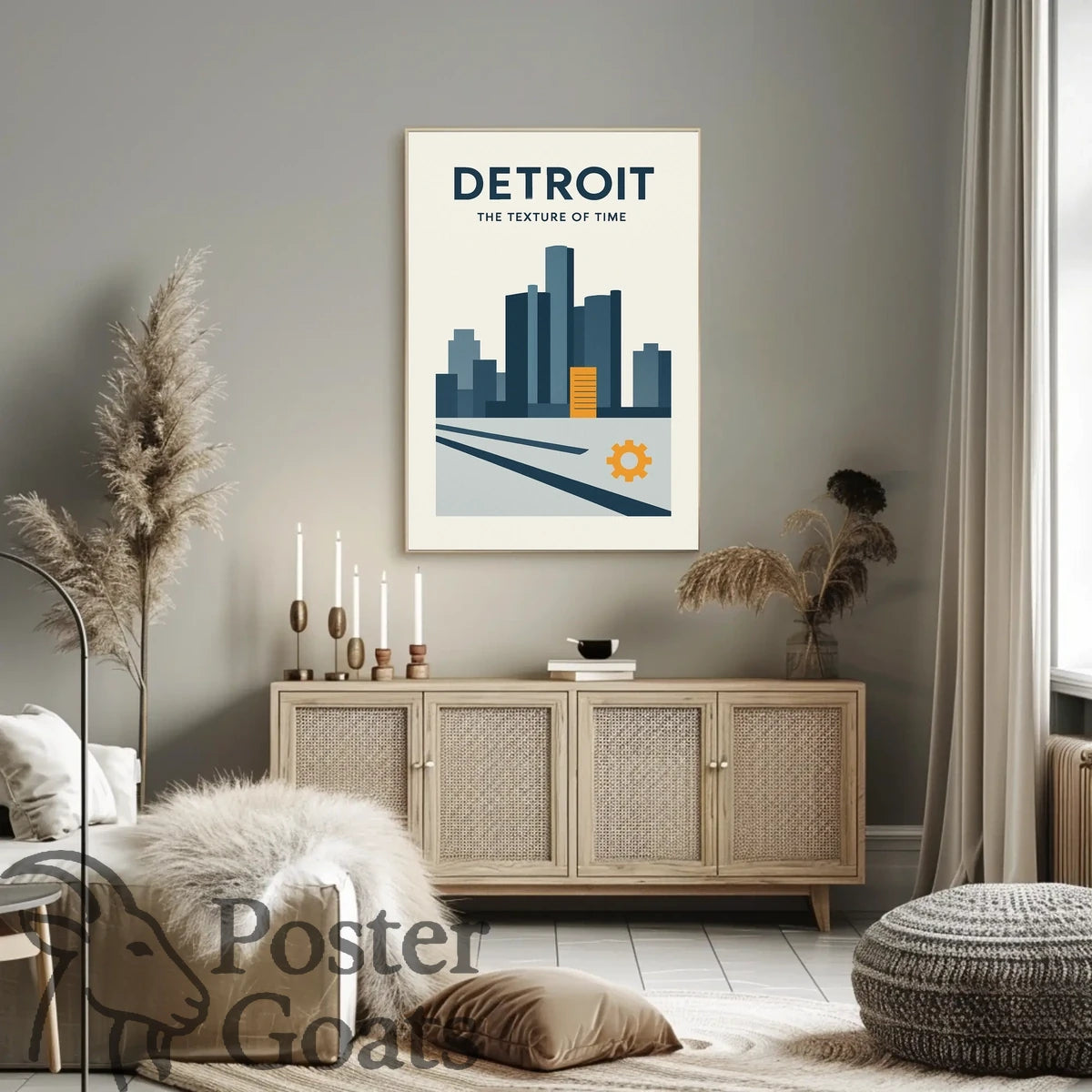 Detroit Cityscape Modern Industrial Urban Artwork Poster