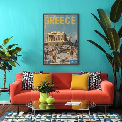 Greece Acropolis with Tourists Poster