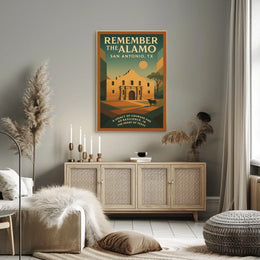 Alamo Sunset Vintage Poster: Texas Heritage Art Print