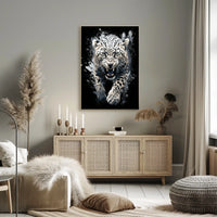 Fierce Roaring Leopard Dynamic Art Poster Print