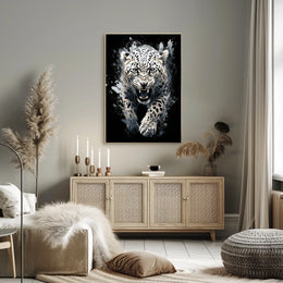 Fierce Roaring Leopard Dynamic Art Poster Print