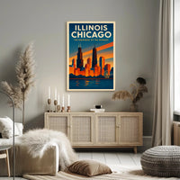 Illinois Chicago The Heartbeat of the Midwest Poster