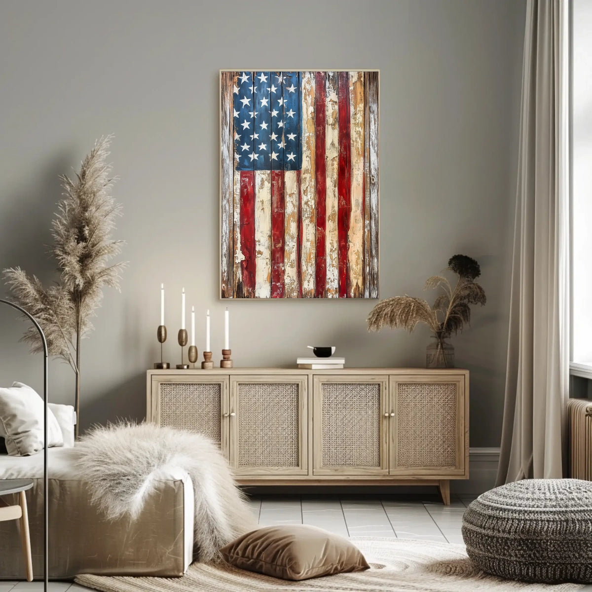 Faded American Flag Geometric Abstract Art Wall Poster