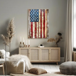 Faded American Flag Geometric Abstract Art Wall Poster