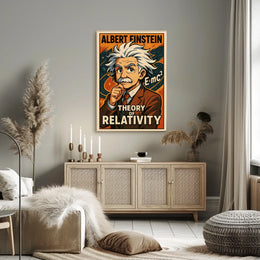 Curious Einstein Relativity Vintage Science Poster