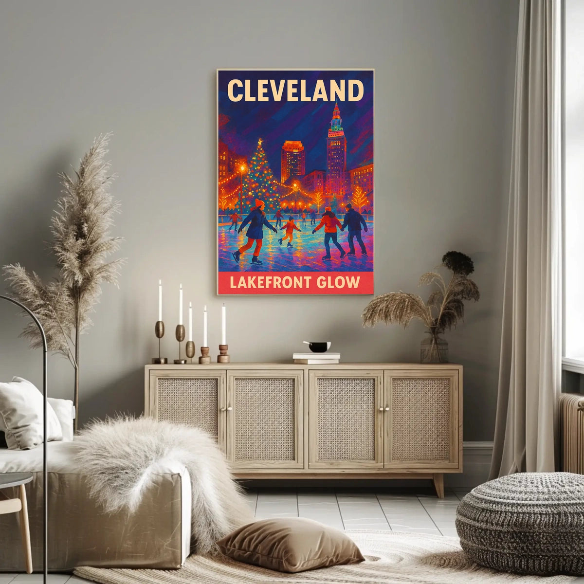 Cleveland Lakefront Glow Poster