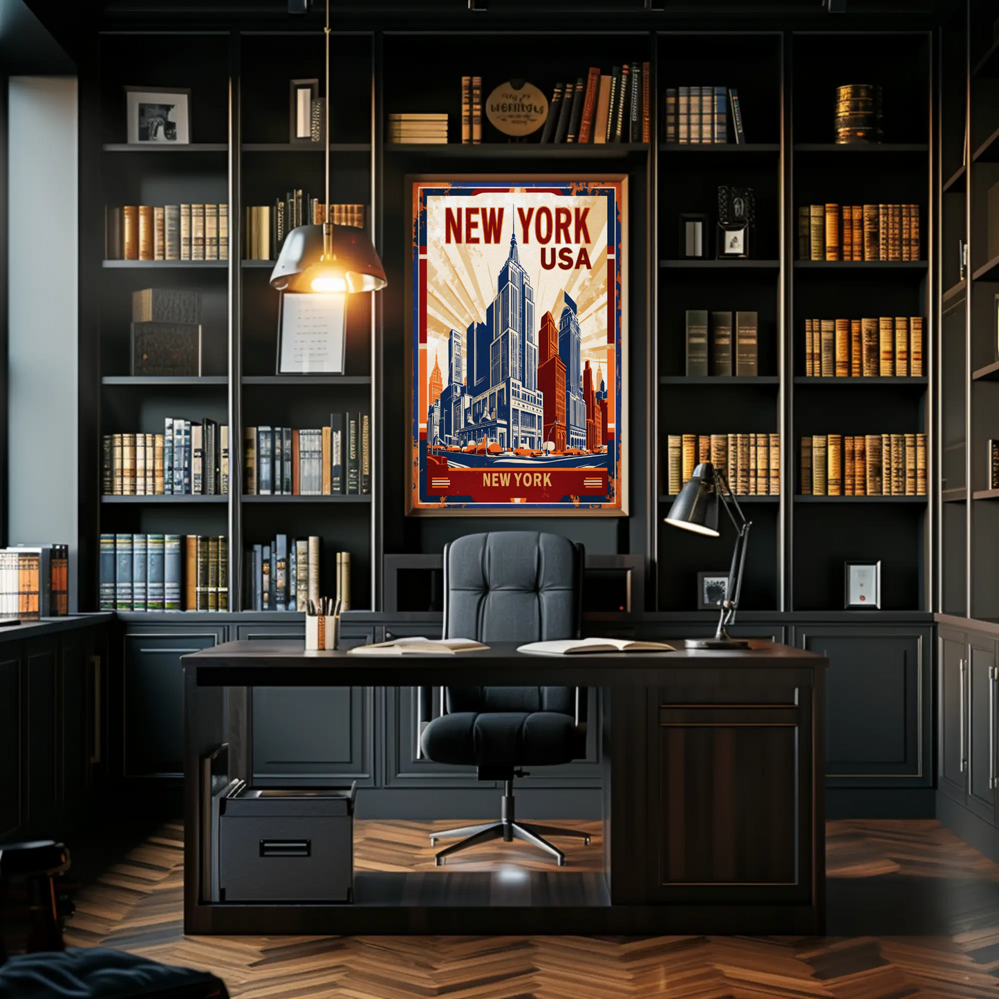 New York USA Empire State Building Vintage Travel Poster