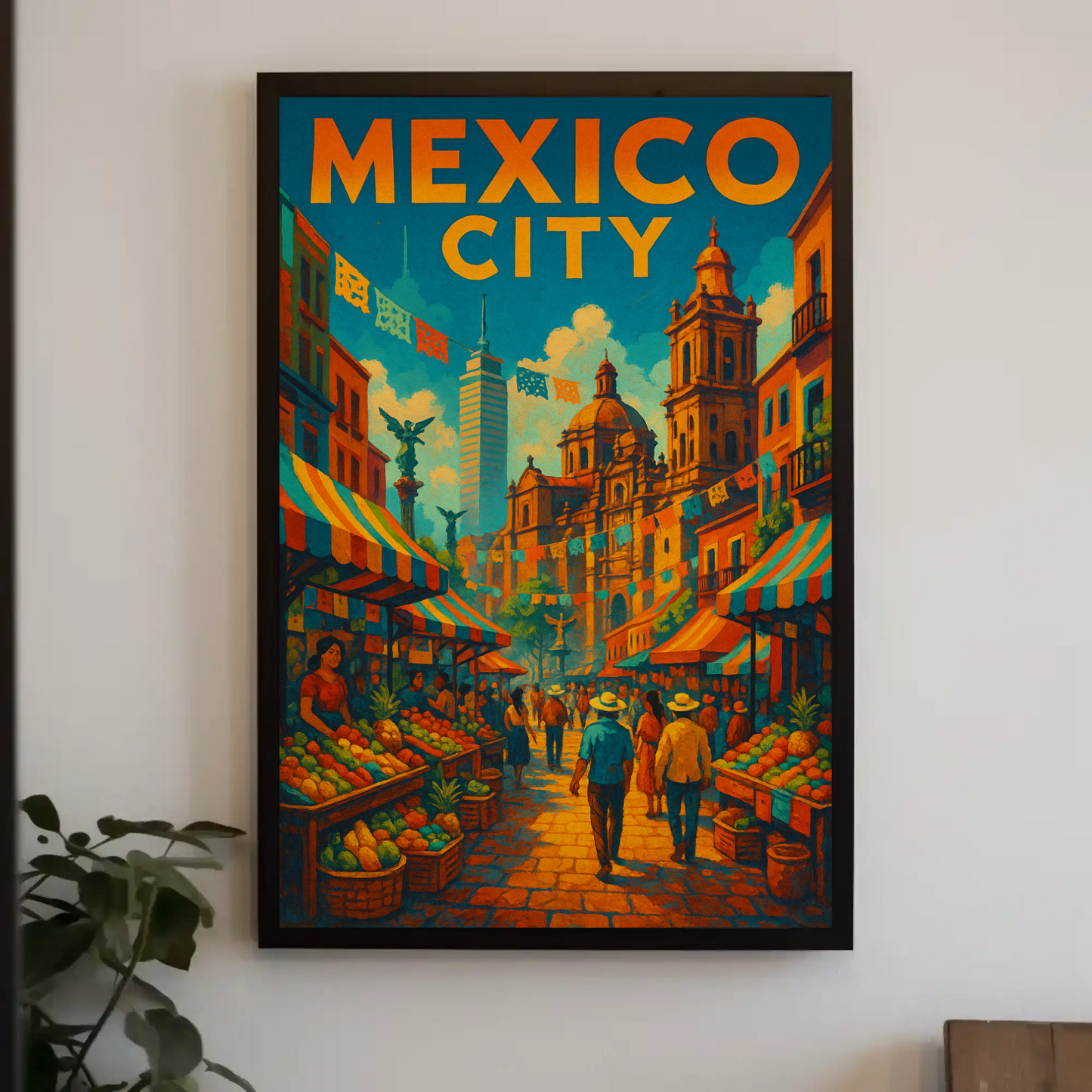 Mexico City Street Market Travel Poster