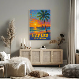 Naples Florida Sunset Poster Coastal Wall Art Decor