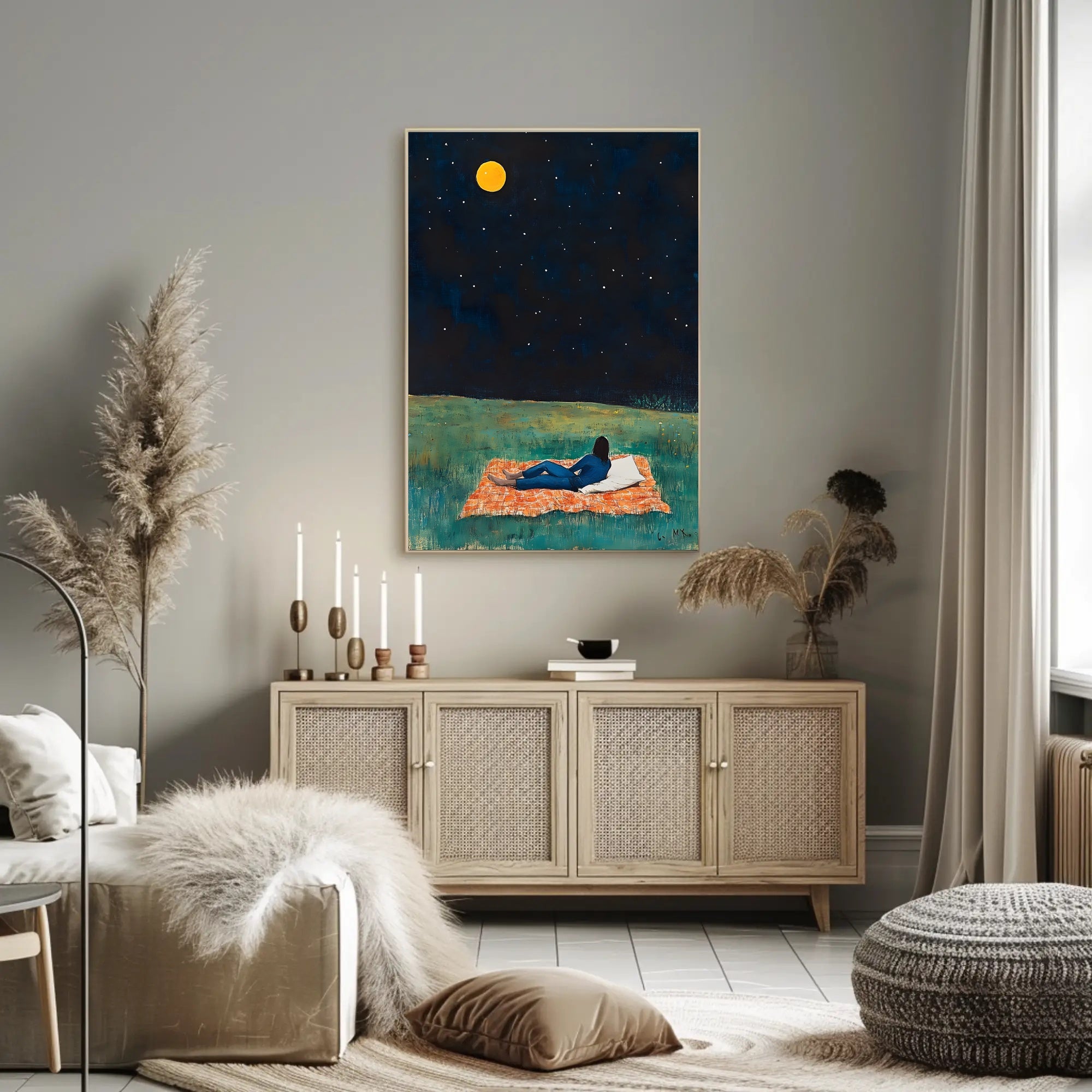 Stargazing Serenity Poster Night Sky Wall Art Print
