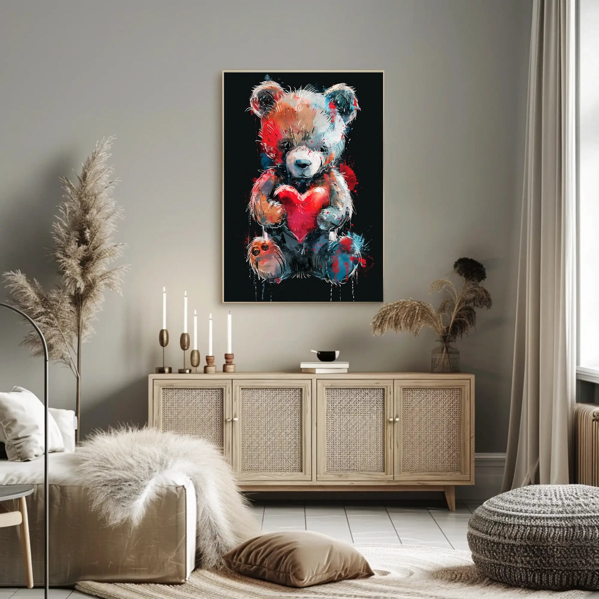 Heartfelt Colors Whimsical Teddy Bear Art Poster