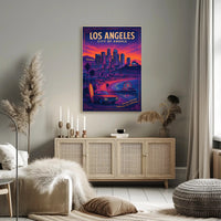 Los Angeles Cityscape Retro Travel Poster
