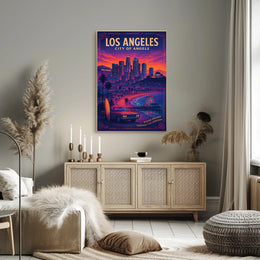 Los Angeles Cityscape Retro Travel Poster