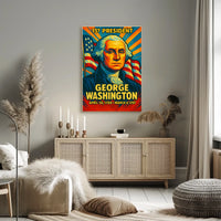 George Washington 1st President of the United States Colorful Comic Book Style Poster