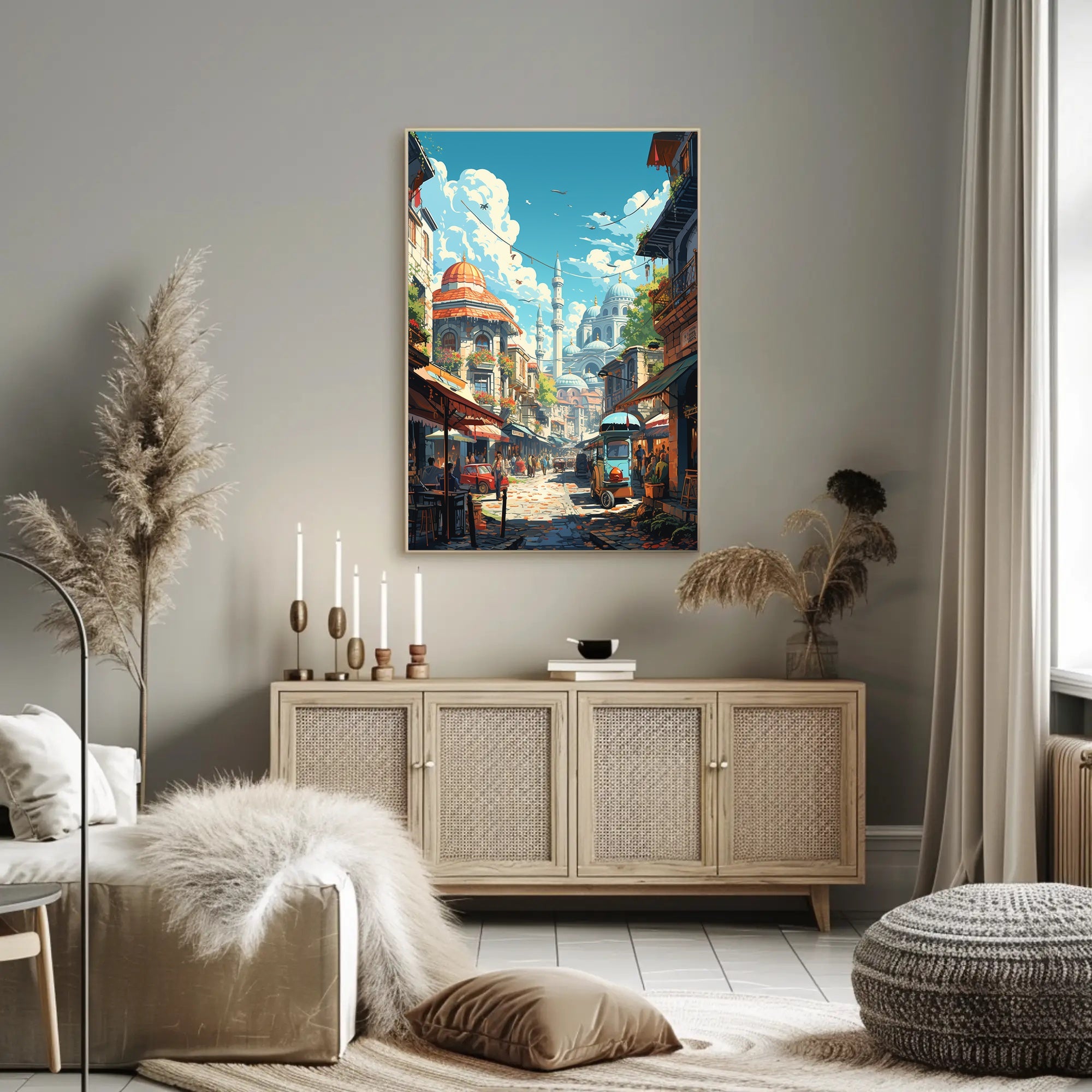 Charming Mediterranean Old Town Scene Travel Poster