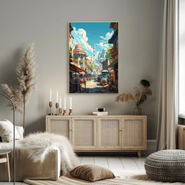 Charming Mediterranean Old Town Scene Travel Poster