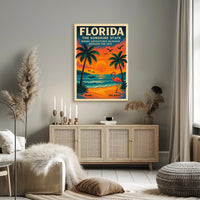 Florida Vintage Travel Poster Wall Art Print