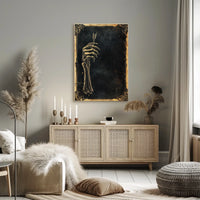 Eerie Skeletal Hand Holding Arrow Abstract, Artistic Poster