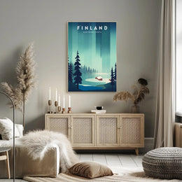 Northern Lights Finnish Wilderness Travel Poster