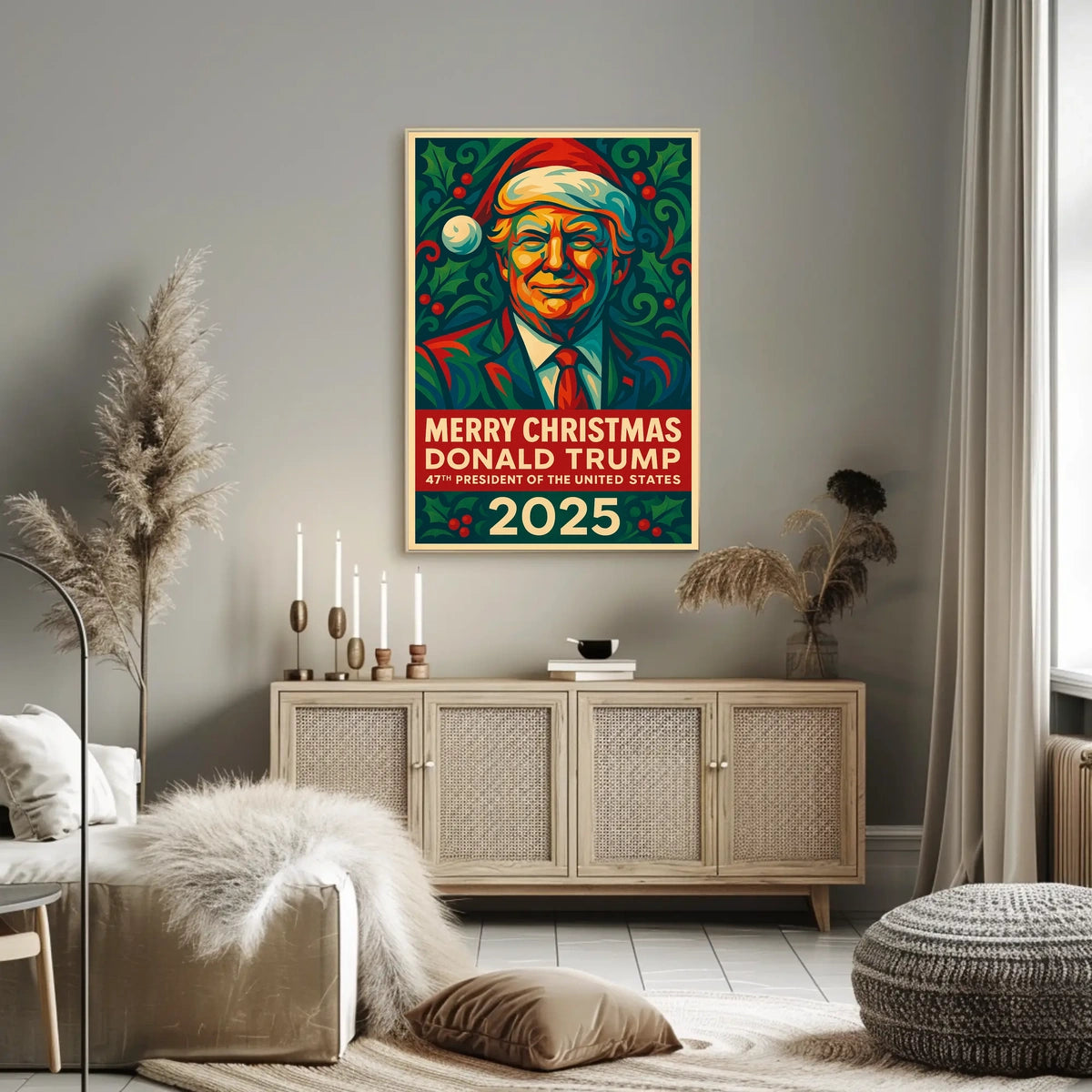 Merry Christmas Santa Hat Pop Culture Poster
