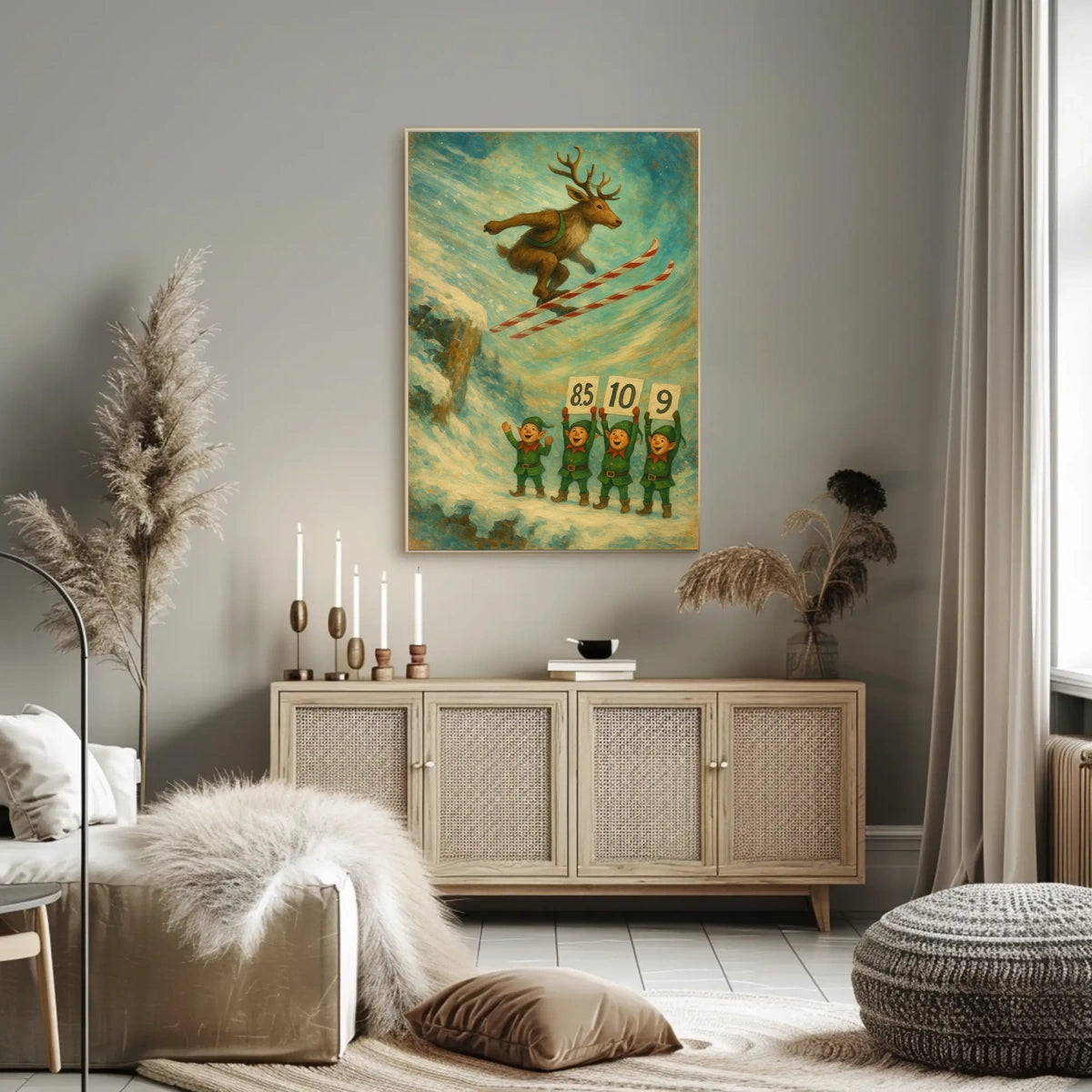 Reindeer Ski Jump Poster