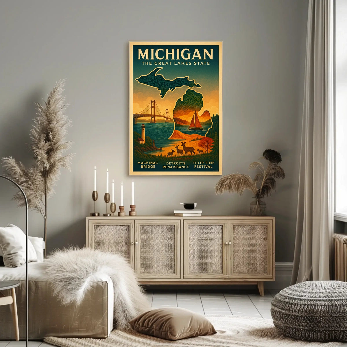 Discover Michigan The Great Lakes State Poster