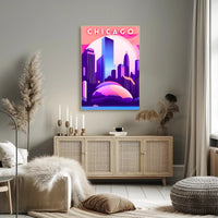 Chicago Skyline at Sunset: Urban Cityscape Poster