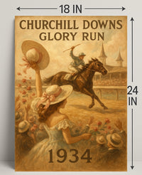 Horse Racing at Churchill Downs: Vintage Sports Poster